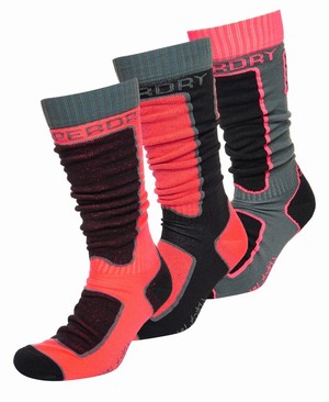 Superdry Snow Sock Triple Pack Női Baselayer Fekete/Sötét Szürke/Korall | AOTJL4328